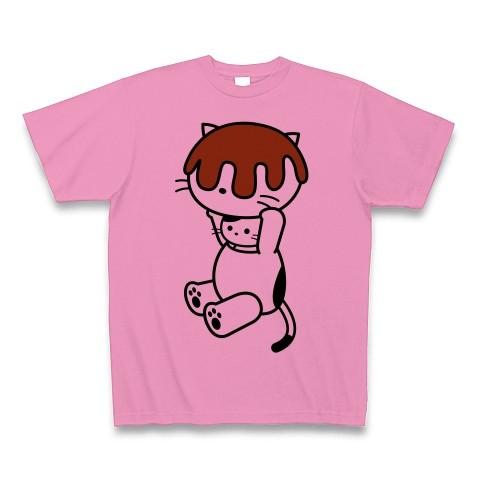 着ぐるみバイトねこ（チョコレートかぶり） Tシャツ(ピンク)