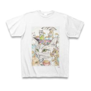 駕籠真太郎 猫王国 Tシャツ(ホワイト)｜clubtstore