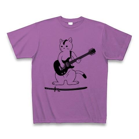 ギター侍になった猫侍リアル Tシャツ(ラベンダー)