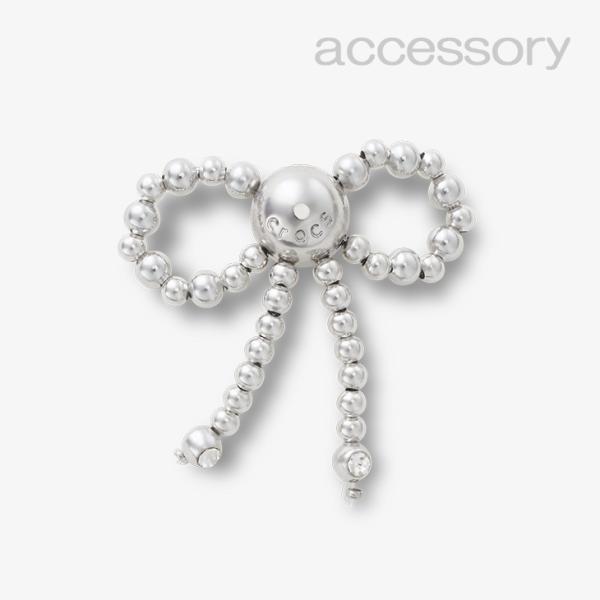 シューズ アクセサリー_1182 《クロックス チャーム》 Silver Beaded Bow #1...