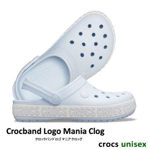 ・クロックス《ユニセックス》/ CROCS/Crocband Logo Mania Clog/ クロックバンド ロゴ マニア クロッグ/ ミネラルブルー×ホワイト｜205914
