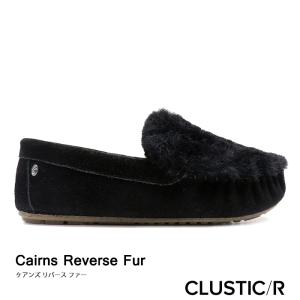 EMU【エミュー/レディース】Cairns Reverse Fur/ ケアンズ リバースファー/ ブラック｜W11705 シープスキン モカシン フラット バレエ ムートン ペタンコ