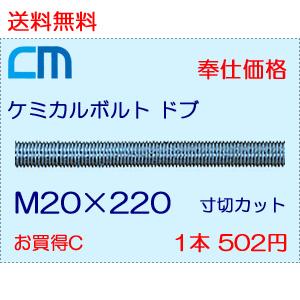 ケミカルボルト ドブ 1本 502円 137本セット 68,774円 全ネジ 寸切のみ M20×220 NWなし ケミカルアンカーボルト｜cm-netshop