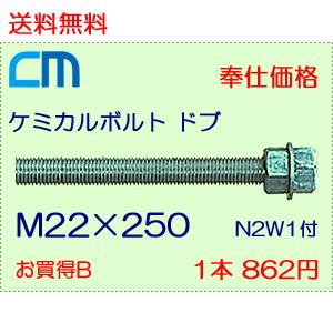 ケミカルボルト ドブ 1本 862円 62本セット 53,444円 全ネジ 寸切カット M22×250 N2W1付 ケミカルアンカーボルト｜cm-netshop