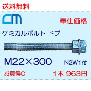 ケミカルボルト ドブ 1本 963円 103本セット 99,189円 全ネジ 寸切カット M22×300 N2W1付 ケミカルアンカーボルト｜cm-netshop