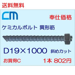 ケミカルアンカーボルト 異形筋 D筋斜め D19×1000 N付 1本 802円 148本セット 1...