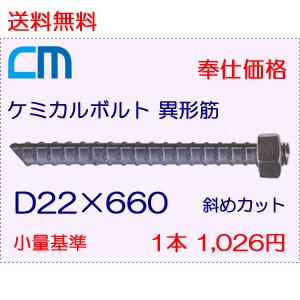 ケミカルアンカーボルト 異形筋 D筋斜め D22×660 N付 1本 1,026円 3本セット 3,...