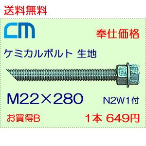 ケミカルボルト 生地 1本 649円 55本セット 35,695円 全ネジ 斜めカット M22×280 N2W1付 ケミカルアンカーボルト｜cm-netshop