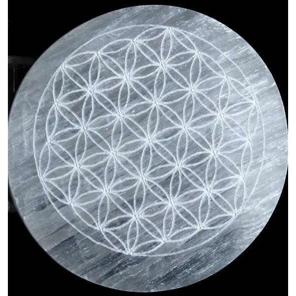 セレナイト （エナジープレート） フラワーオブライフ （生命の花） 約80mm　　　※ 天然石 パワ...