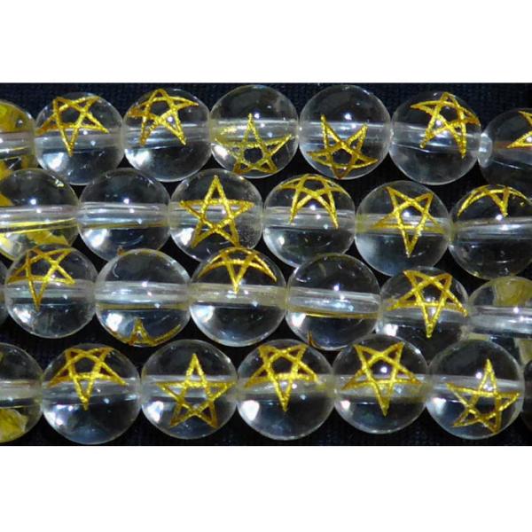 水晶 丸玉 （五芒星） 8mm A　　　※ 天然石ビーズ 天然石 パワーストーン 1粒売り バラ売り...