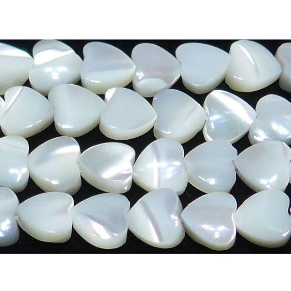マザーオブパール （白） ハート型 6mm B　　　※ 天然石ビーズ 天然石 パワーストーン 1粒売...
