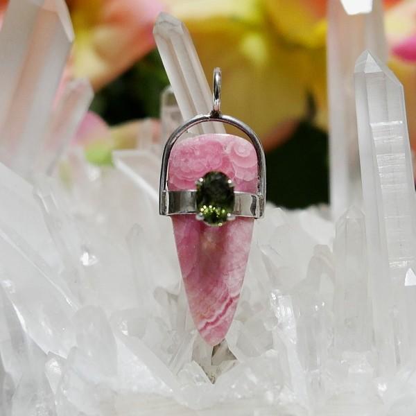 ペンダントトップ インカローズ＆モルダヴァイト （4） ロードクロサイト　　　※ 天然石 パワースト...