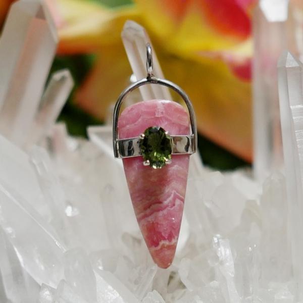 ペンダントトップ インカローズ＆モルダヴァイト （9） ロードクロサイト　　　※ 天然石 パワースト...