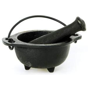 魔女の大釜 （Cast Iron Cauldron Mortar ＆ Pestle Set） [キャ...