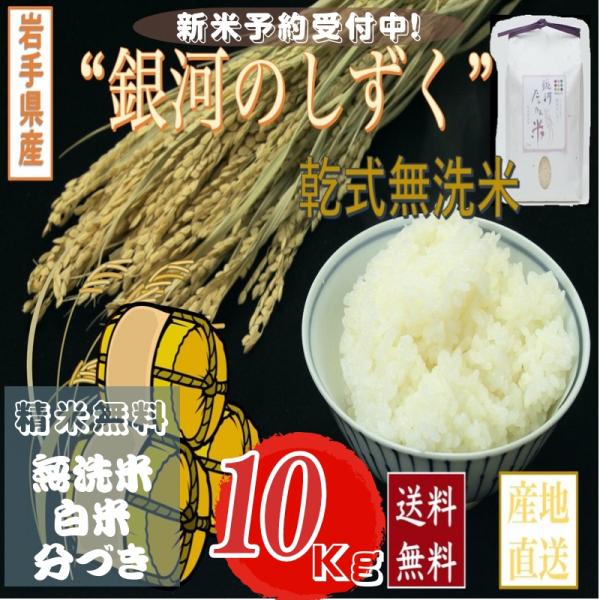 無洗米１０Kg 銀河のしずく 米 岩手県雫石産  白米・分づきにお好み精米 送料無料 当日精米