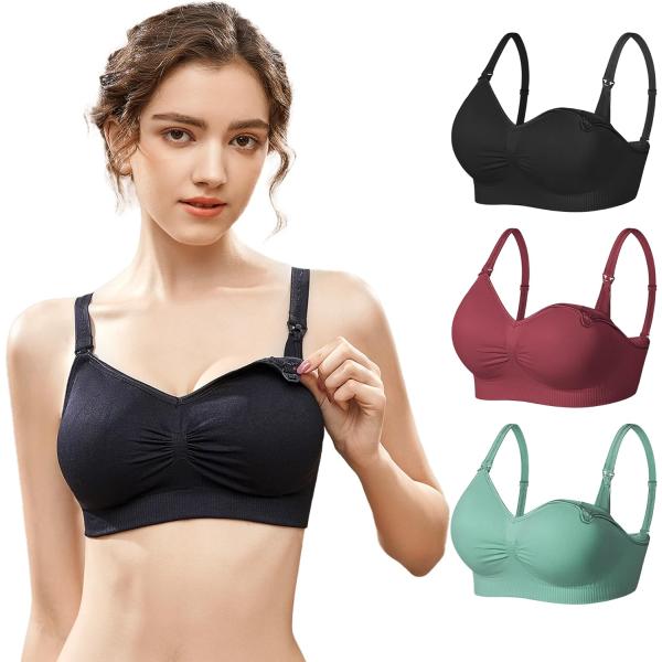 CM Tech 授乳ブラ 【3枚セット】 マタニティブラ ストラップオープン  A -Style