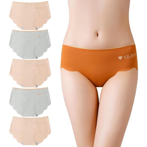 [CM Tech] ショーツ レディース 【5枚組】 シームレス 可愛い ビキニ セクシー アイスシ...