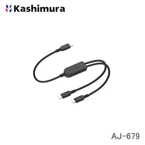 カシムラ USB充電＆同期 二股ケーブル 黒 自動分配1.2m ケーブル1本で2台同時に急速充電 A...