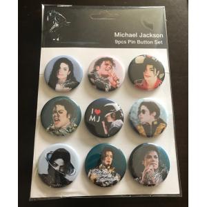 9個セット!レア缶バッジ★マイケル・ジャクソン☆Michael Jackson/Bad/Thriller/スリラー/ヒストリー/pop/ポップ/tin badge/button/pin-1｜cny1