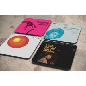 人気レア!《ニーナ・シモン- Nina Simone》オリジナル・アルバム ジャケット デザイン コルク製 コースター 4個セット-1-4(1)｜cny1
