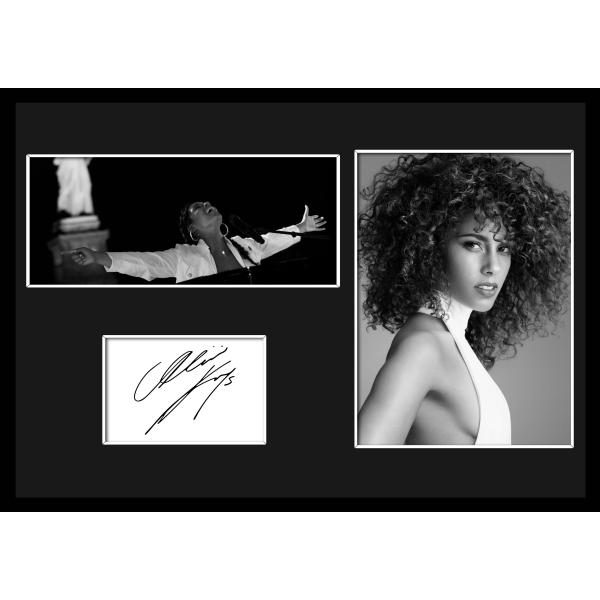 10種類!Alicia Keys/アリシア・キーズ/サインプリント&amp;証明書付きフレーム/BW/モノク...