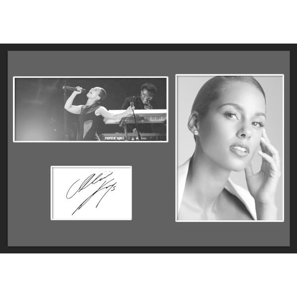 10種類!Alicia Keys/アリシア・キーズ/サインプリント&amp;証明書付きフレーム/BW/モノク...