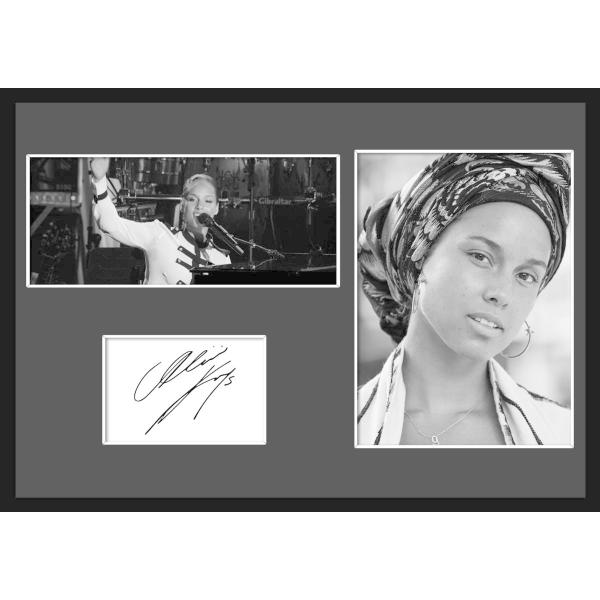 10種類!Alicia Keys/アリシア・キーズ/サインプリント&amp;証明書付きフレーム/BW/モノク...