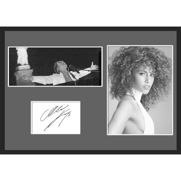 10種類!Alicia Keys/アリシア・キーズ/サインプリント&amp;証明書付きフレーム/BW/モノク...
