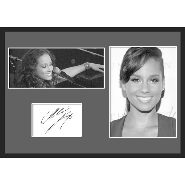 10種類!Alicia Keys/アリシア・キーズ/サインプリント&amp;証明書付きフレーム/BW/モノク...