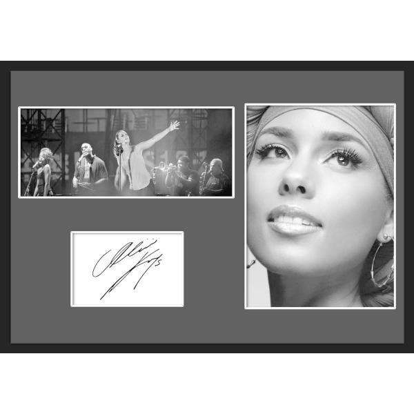 10種類!Alicia Keys/アリシア・キーズ/サインプリント&amp;証明書付きフレーム/BW/モノク...