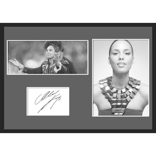 10種類!Alicia Keys/アリシア・キーズ/サインプリント&amp;証明書付きフレーム/BW/モノク...