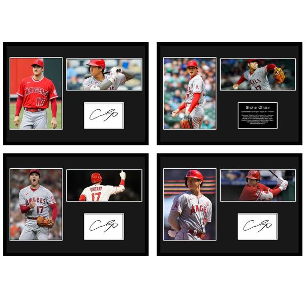 4点セット MLB ロサンゼルス・エンゼルス 大谷翔平 サイン プリント&amp;証明書付きフレーム/カラー...