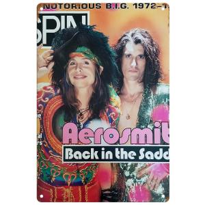 ブリキ看板【Aerosmith/エアロスミス】ロックバンド/音楽/ポスター/マガジン風/雑誌/インテ...