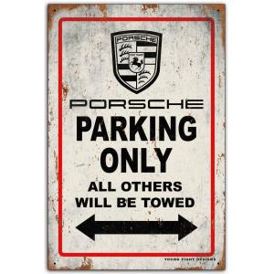 雑貨【Porsche/ポルシェ】車/カー/パーキング/駐車場/ヴィンテージガレージサイン/メタルプレ...