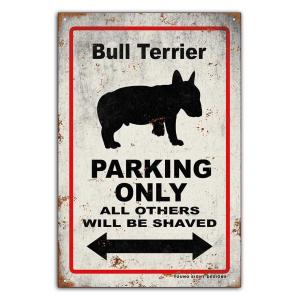 雑貨【Bull Terrier/ブル・テリア】ドッグパーキング/メタルプレート/ブリキ看板/ヴィンテ...