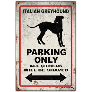 雑貨【 Italian Greyhound/イタリアン・グレイハウンド】ドッグパーキング/メタルプレ...