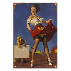ブリキ看板【Gil Elvgren/ジル・エルブグレン】ピンナップガール/広告