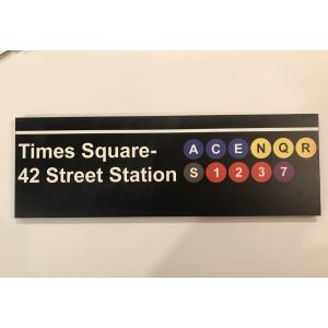 NY!Subway/サブウェイ!ウッドサインボード【Times Square/タイムズスクエア】男前インテリア風/レトロ/アート/ポスター/リビング/壁掛け-1｜cny1