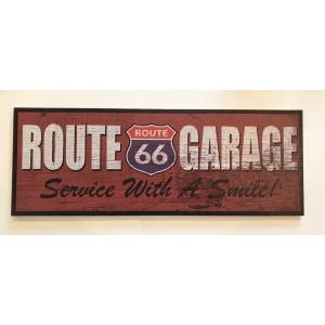 ウッドサインボード【Route66 GARAGE/ルート66ガレージ】男前インテリア風/レトロ/アメリカン/アート/ポスター/看板/壁掛け-1｜cny1