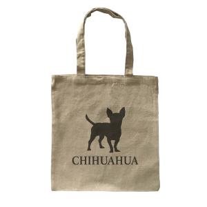 Dog Canvas tote bag/愛犬キャンバストートバッグ【Chihuahua Dog/チワワ】イヌ/ペット/シンプル/モノクロ/ナチュラル-122｜cny1