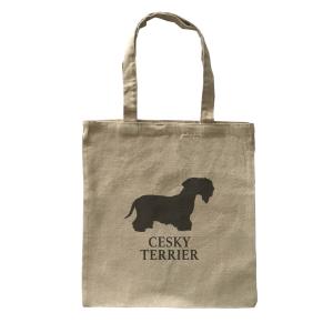 Dog Canvas tote bag/愛犬キャンバストートバッグ【Cesky Terrier Dog/チェスキー・テリア・ドッグ】イヌ/ペット/ナチュラル-120｜cny1