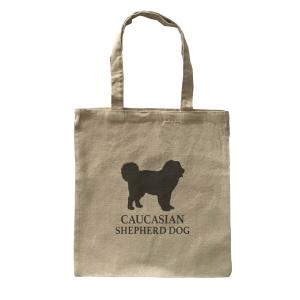 Dog Canvas tote bag/愛犬キャンバストートバッグ【Caucasian Shepherd Dog/コーカシアン・シェパード・ドッグ】イヌ/ナチュラル-116｜cny1