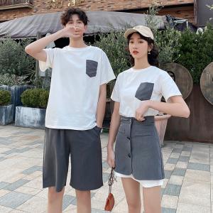 カップル ペアtシャツ 半袖 ペアルック お揃い 服 夏 花柄 パンツ 韓国ファッション デート おでかけコーデ おそろ オルチャンファッション ql12 コーティーヤ 通販 Yahoo ショッピング