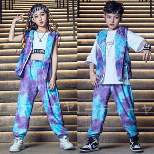 キッズダンス衣装 ヒップホップ キッズ ダンス衣装 派手 セットアップ キッズダンス ヒップホップ衣装 メタリック パーカー 春 夏 注目ブランド