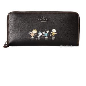 コーチ Coach レザー b スリム 残り一点 コーチ スヌーピー コラボ スリム アコーディオン ジップ ウォレット ブラック コーチボックス付き 残り一点 送料無料 bbk コーチアベニュー
