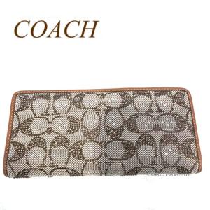 コーチ COACH CCC97 エッセンシャル スリム ウォレット クリスタル シグネチャー ジャガード バーニッシュド アンバー 長財布 カード入れ 正規店商品 送料無料