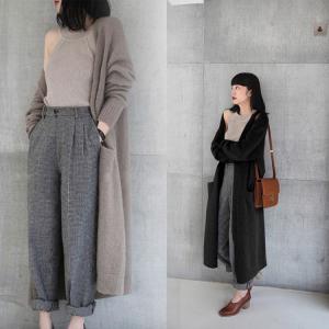 ロングニット カーディガン アウター 暖か ノカラーニット コート レディーズ　コーディガン 秋服 コート カジュアル オシャレ