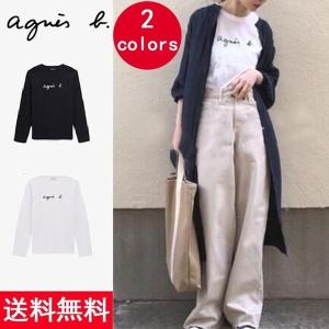 アニエスベー agnes b. レディース Tシャツ ロンT カットソー 長袖 Tシャツ ロングTシャツ ロゴTシャツ 黒 白  バレンタイン[並行輸入品]　