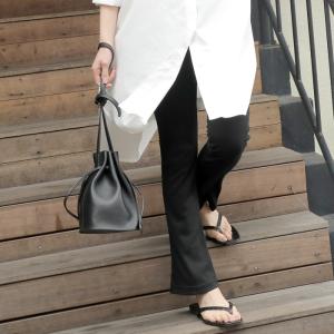 レギンス レディース パンツ タイト セミフレア リブ