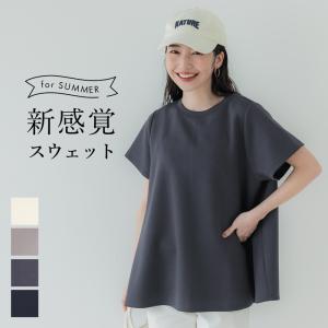 カットソー レディース 半袖スウェット Tシャツ 新感覚 ダンボール もっちり ダンボールトップス 半袖 スウェット 24ss coca コカの商品画像